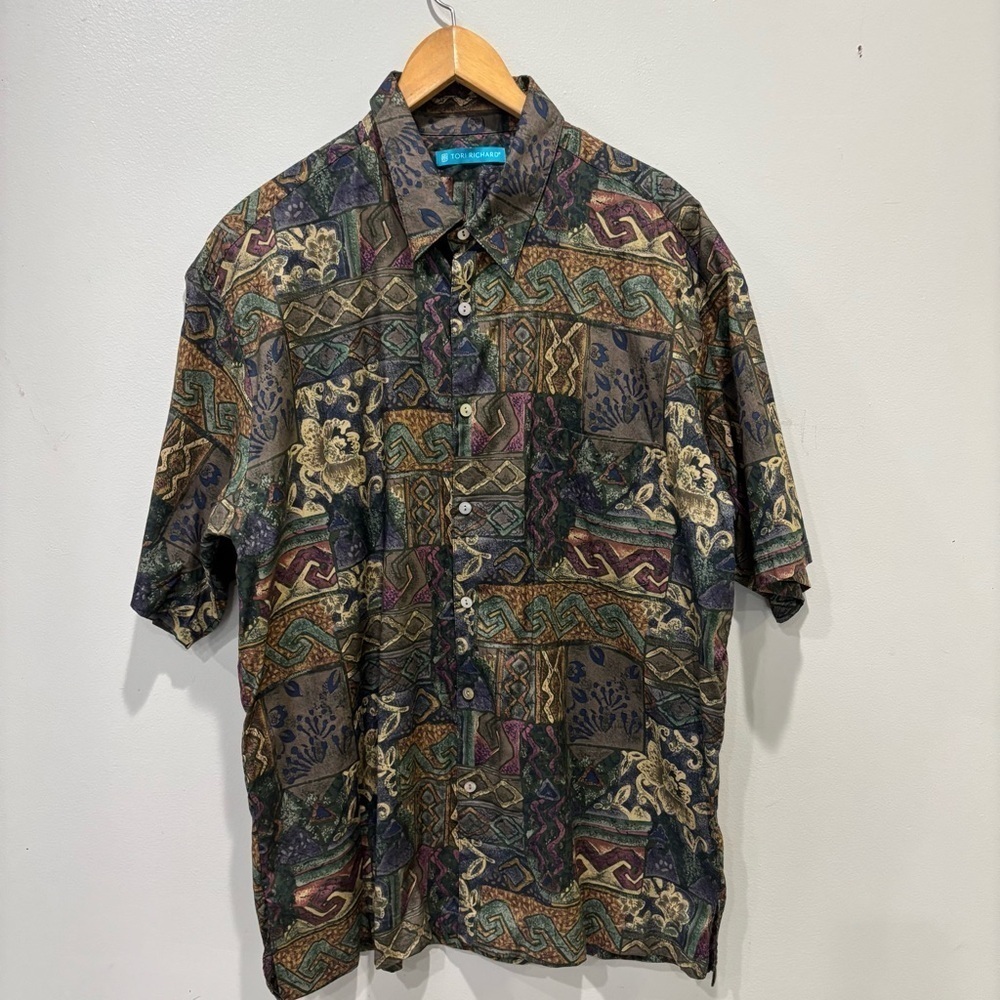 Tori Richard Hawaiian Button Down Short Sleeve Cotton Shirt Men’s Size Large
